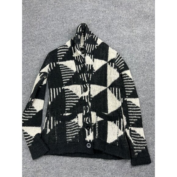 I love H81 Cardigan Women's Small Black White Button Front Wool Blend Sweater - Picture 1 of 6